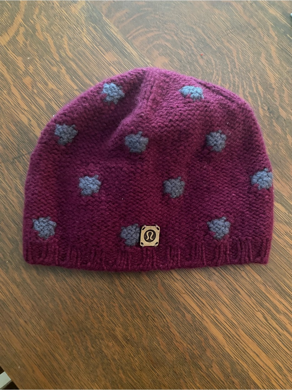 Lululemon small petite  Plum Beanie with Blue Dot Accents